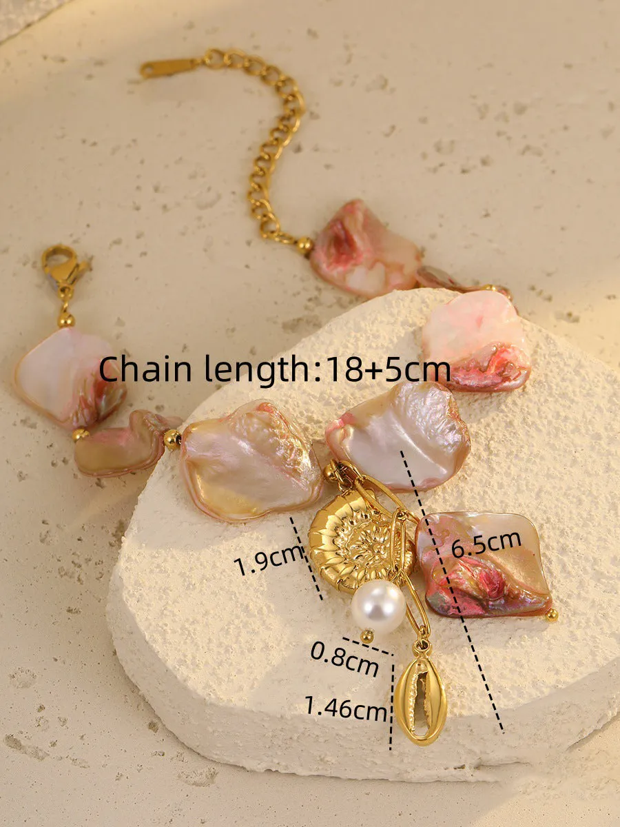 Ocean Style Irregular Shell Conch Niche Design Stainless Steel Bracelet sold by Oyrosy product image thumbnail 4