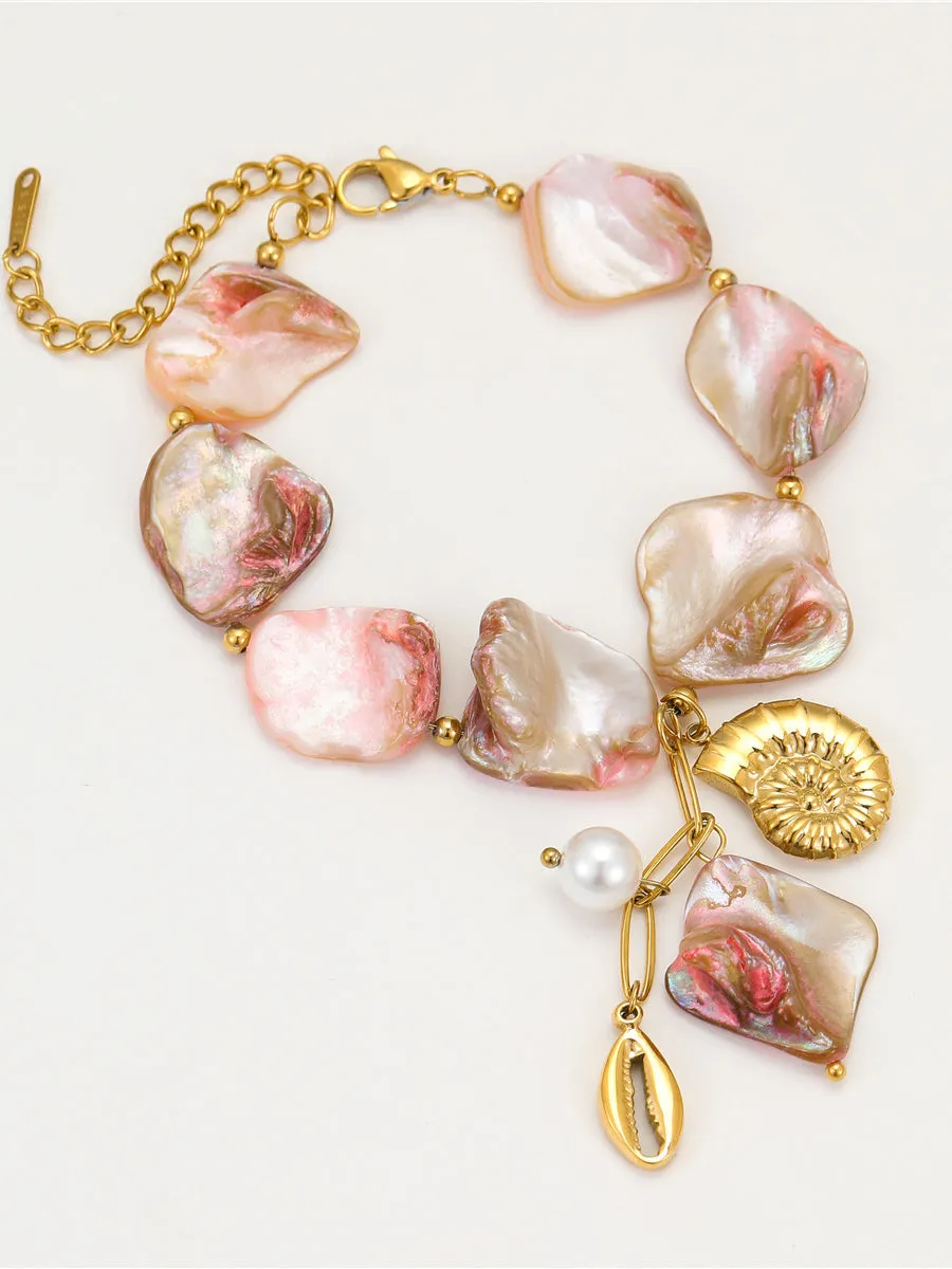Ocean Style Irregular Shell Conch Niche Design Stainless Steel Bracelet sold by Oyrosy product image thumbnail 3