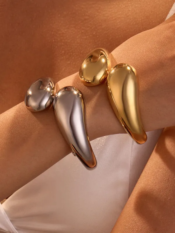 Metallic Stainless Steel Open Bracelet sold by Oyrosy