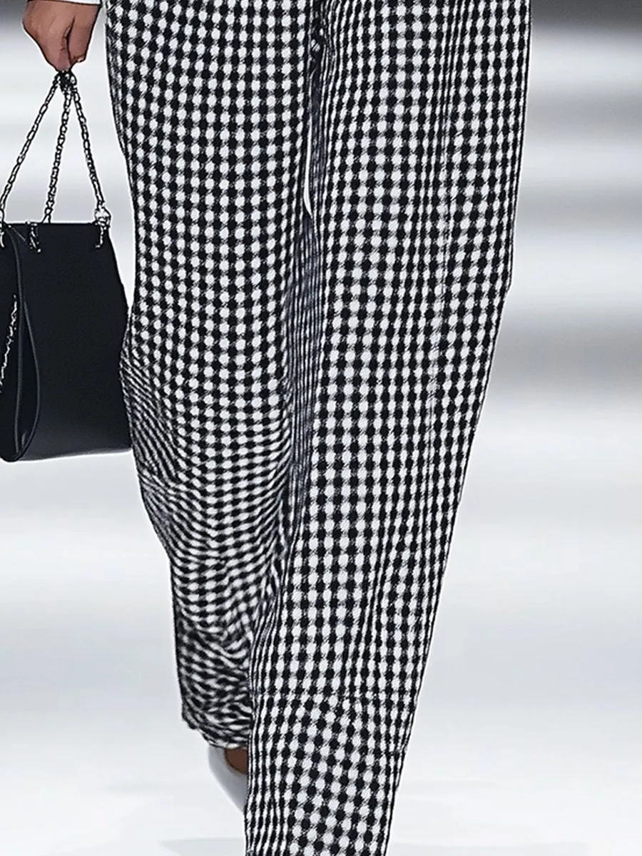 【24-hour shipping out】Fashion Retro Houndstooth Pocket Straight Pants sold by Oyrosy product image thumbnail 3