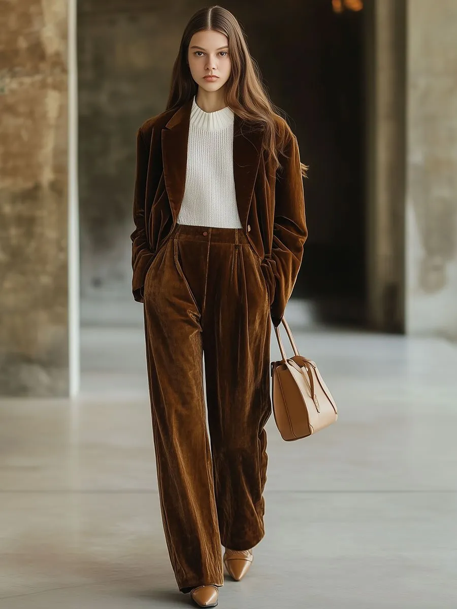 【24-hour shipping】Casual Loose Vintage Pocket Velvet Lapel Blazer sold by Oyrosy product image thumbnail 2