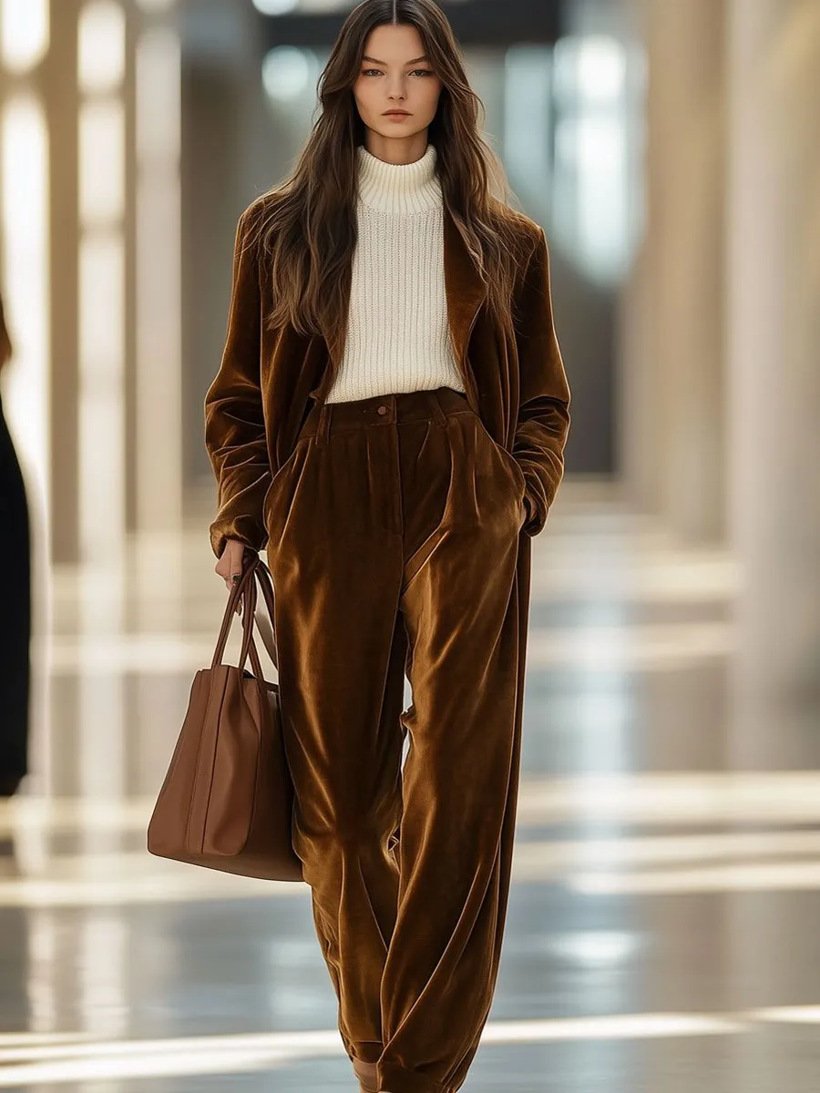 【24-hour shipping】Casual Loose Vintage Pocket Velvet Lapel Blazer sold by Oyrosy product image thumbnail 3