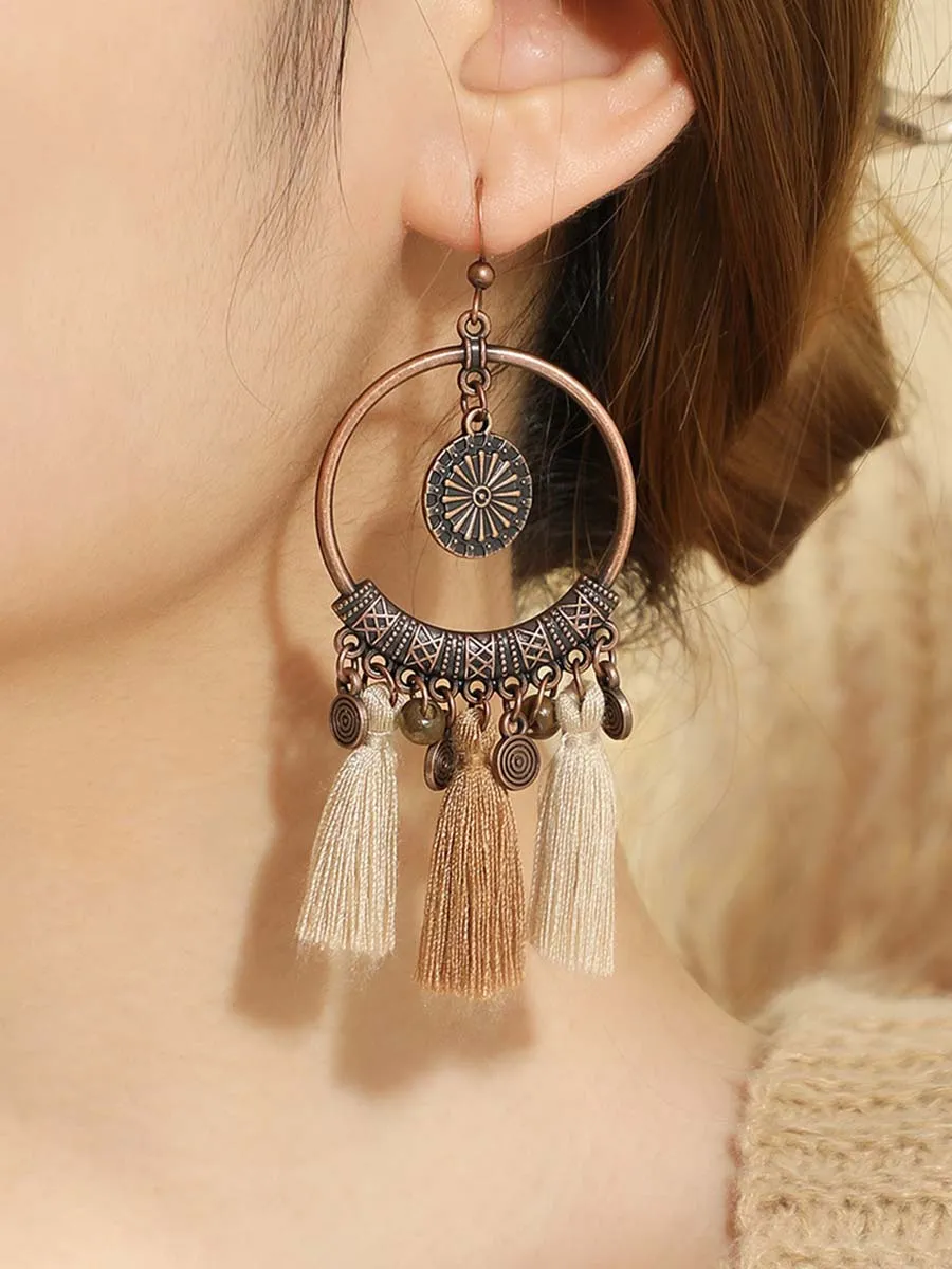 Vintage Distressed Bohemian Tassel Necklace Earrings Set sold by Oyrosy product image thumbnail 4