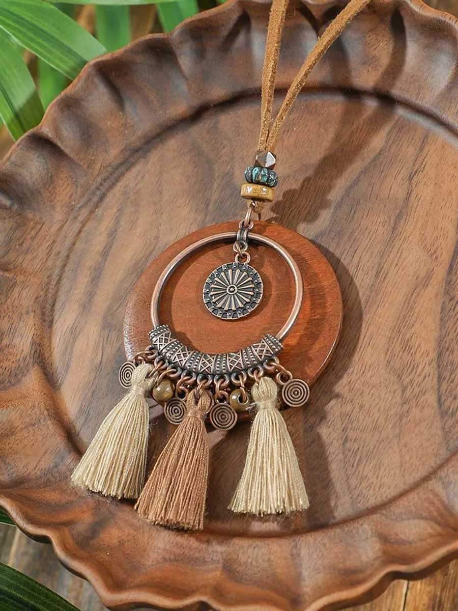 Vintage Distressed Bohemian Tassel Necklace Earrings Set sold by Oyrosy product image thumbnail 5