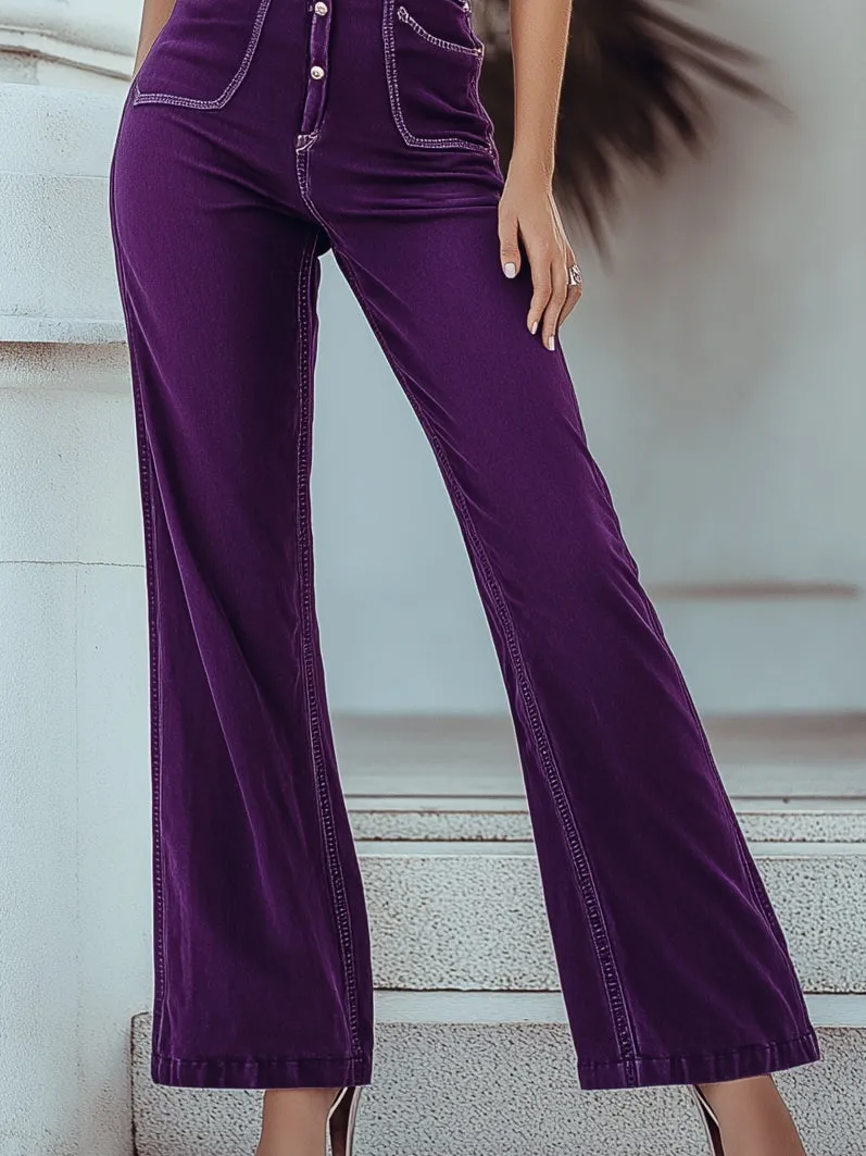 【24-hour shipping out】Mysterious Vintage Purple Denim Sleeveless Wide Leg Jumpsuit sold by Oyrosy product image thumbnail 5