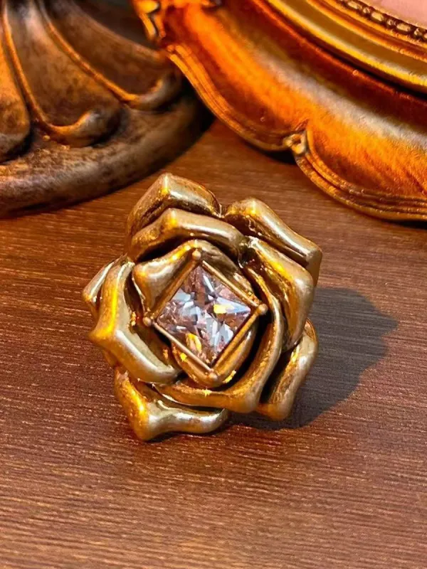 Vintage Camellia Zirconia Ring sold by Oyrosy