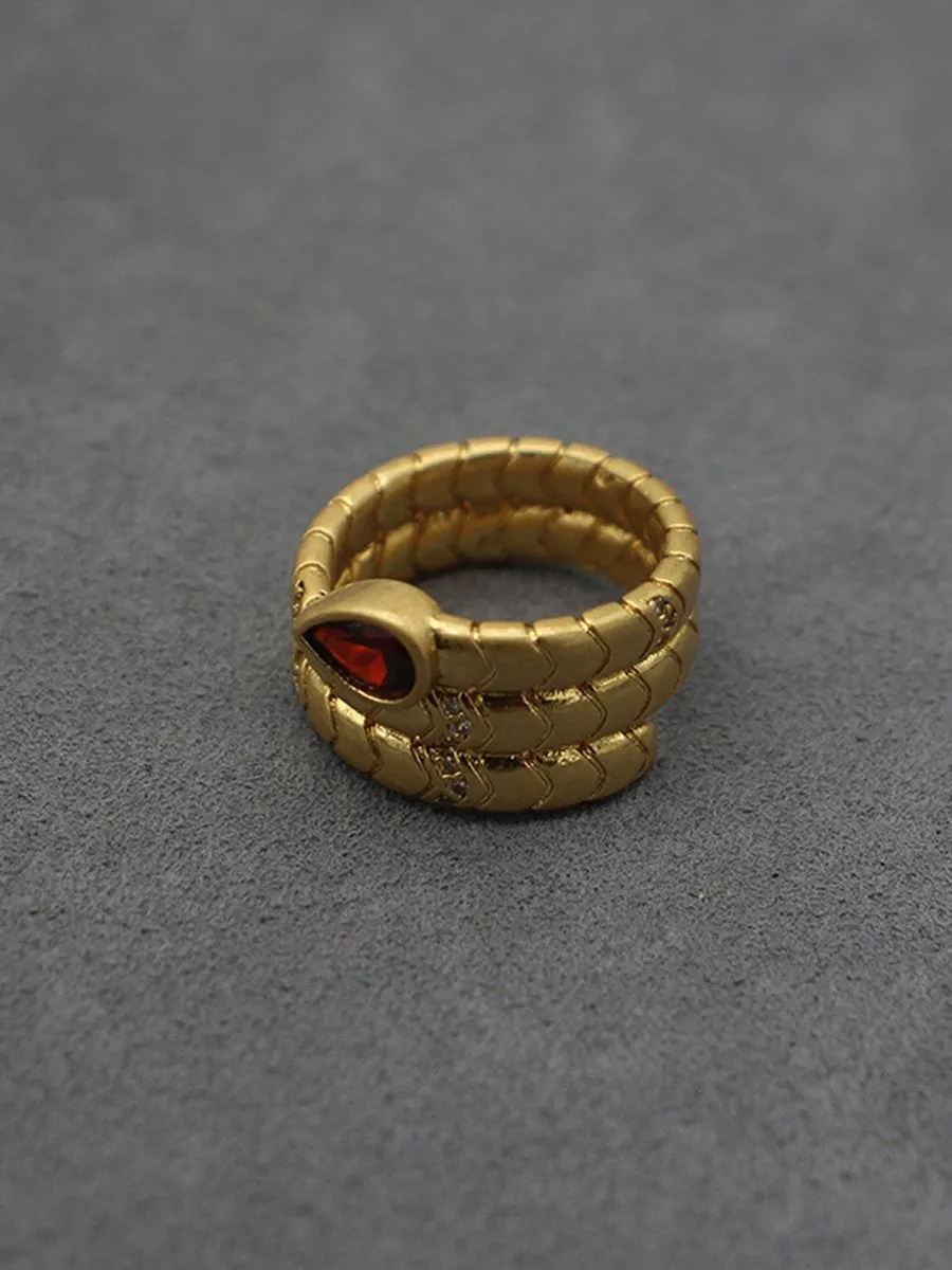 Vintage Light Luxury Water Drop Zircon Snake Ring sold by Oyrosy product image thumbnail 5