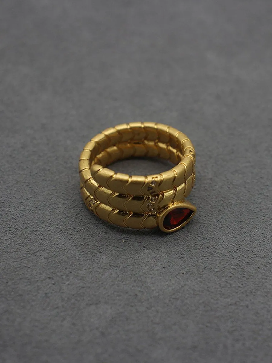Vintage Light Luxury Water Drop Zircon Snake Ring sold by Oyrosy product image thumbnail 4
