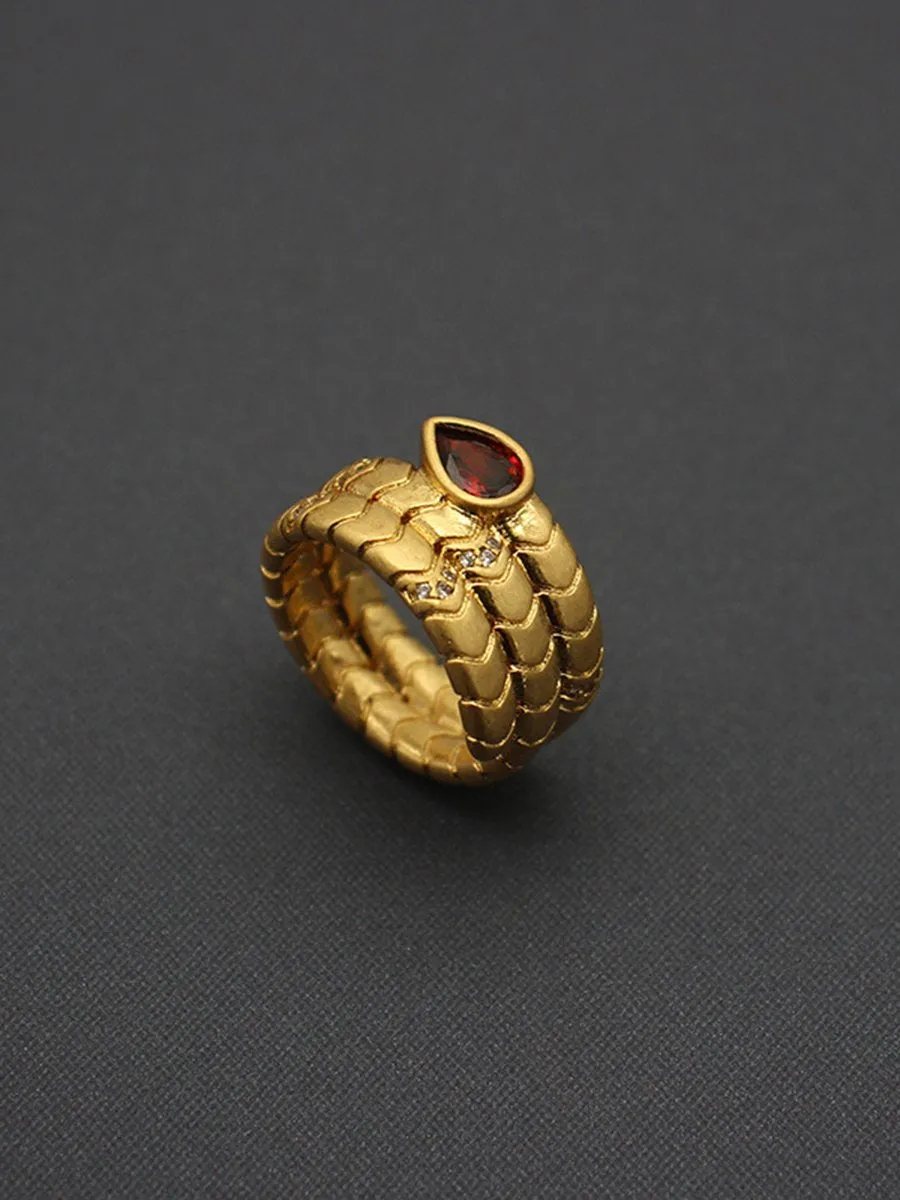 Vintage Light Luxury Water Drop Zircon Snake Ring sold by Oyrosy product image thumbnail 3