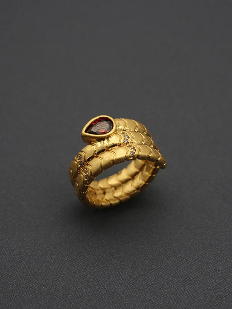 Vintage Light Luxury Water Drop Zircon Snake Ring sold by Oyrosy