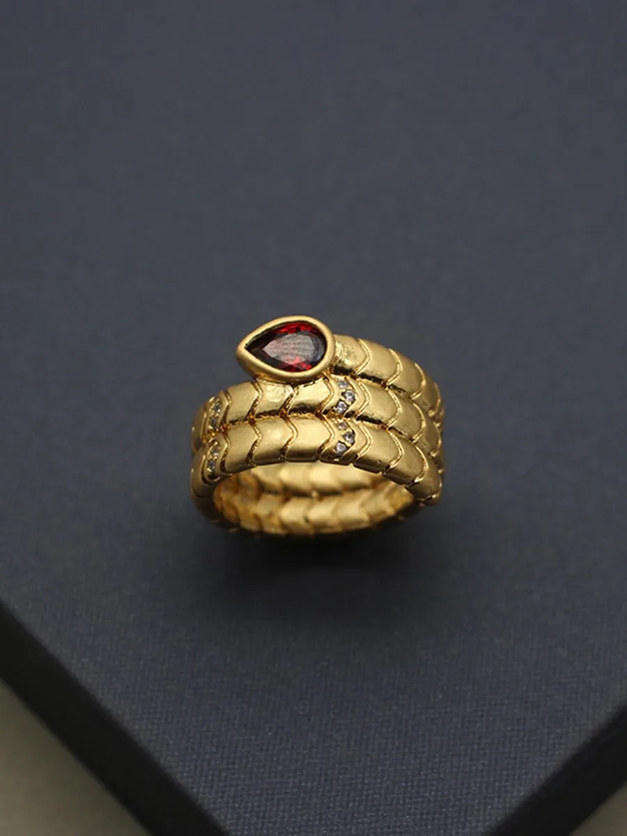 Vintage Light Luxury Water Drop Zircon Snake Ring sold by Oyrosy product image thumbnail 2