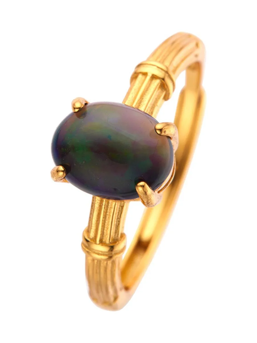Sterling Silver Inlay Natural Gemstone Open Ring sold by Oyrosy product image thumbnail 2