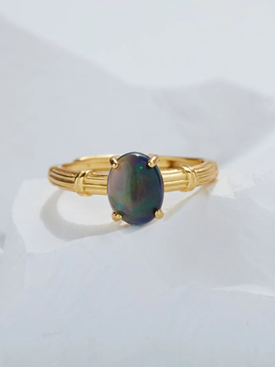 Sterling Silver Inlay Natural Gemstone Open Ring sold by Oyrosy product image thumbnail 4