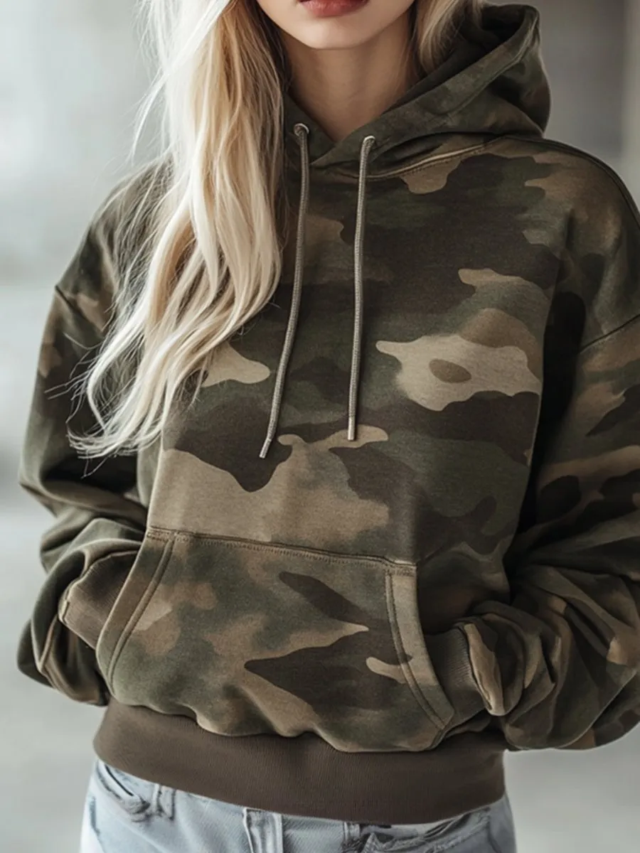【24-hour shipping out】Vintage Casual Pocket Hooded Camouflage Sweatshirt sold by Oyrosy product image thumbnail 2