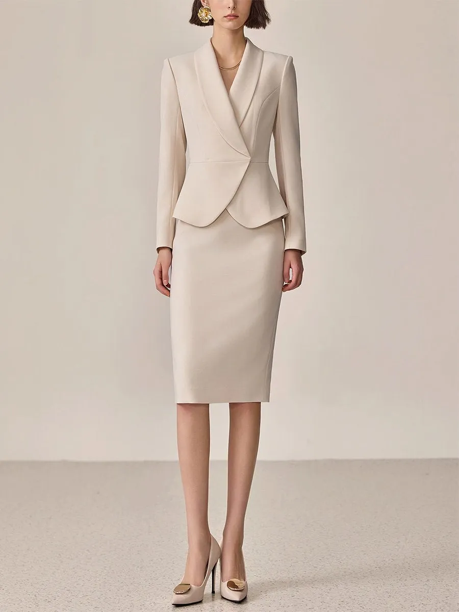 【24-hour shipping out】High-End Fashion Temperament Lapel Beige Suit sold by Oyrosy product image thumbnail 2