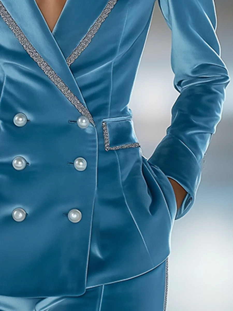 Casual Loose Retro Solid Velvet Pocket Blazer sold by Oyrosy product image thumbnail 5