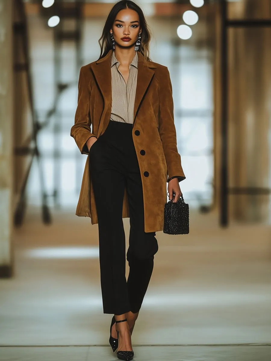 【24-hour shipping out】Casual Loose Vintage Suede Single Breasted Lapel Coat sold by Oyrosy product image thumbnail 2