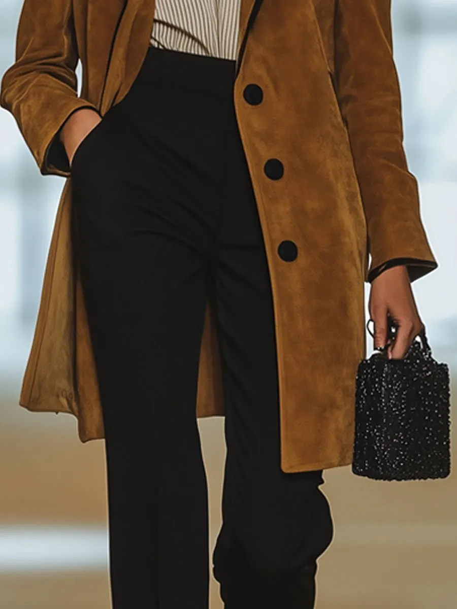 【24-hour shipping out】Casual Loose Vintage Suede Single Breasted Lapel Coat sold by Oyrosy product image thumbnail 4