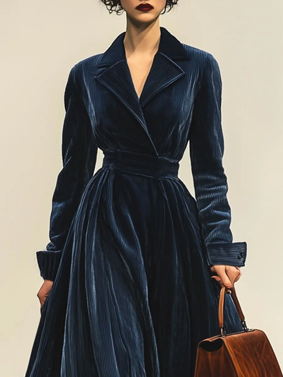 【24-hour shipping out】Casual Loose Vintage Corduroy Lapel Long Sleeve Maxi Dress sold by Oyrosy product image thumbnail 2