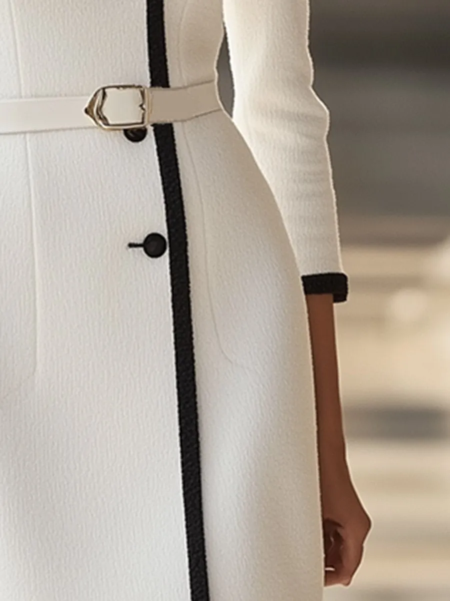 【24-hour shipping out】Light Luxury Contrasting Hem Round Neck Dress sold by Oyrosy product image thumbnail 4