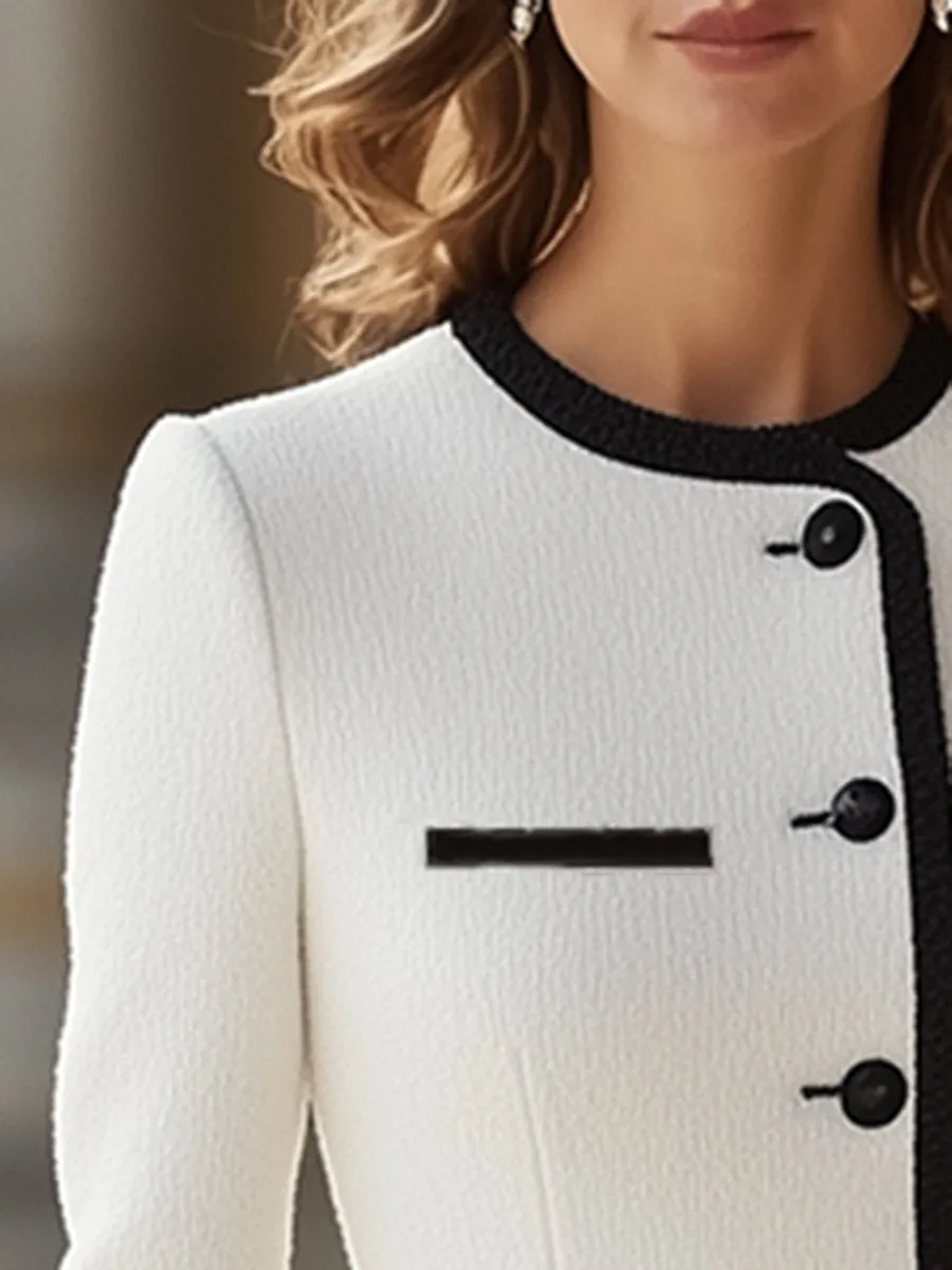 【24-hour shipping out】Light Luxury Contrasting Hem Round Neck Dress sold by Oyrosy product image thumbnail 3