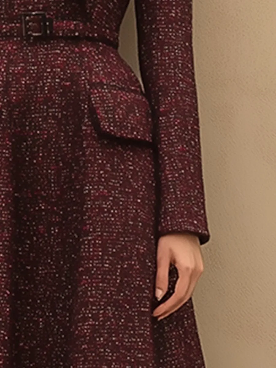 【24-hour shipping out】Vintage Elegant Ankola Red Tweed Lapel Dress sold by Oyrosy product image thumbnail 4