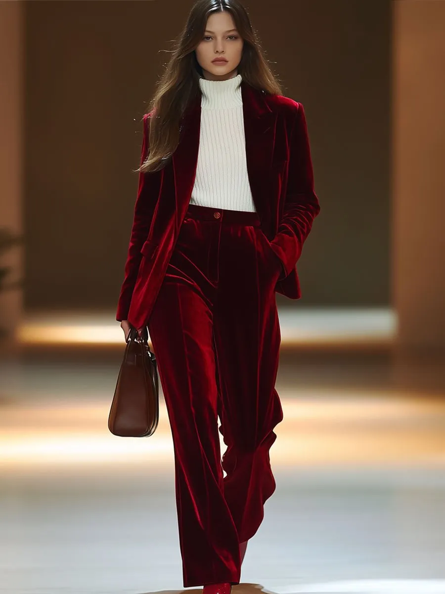 【24-hour shipping out】Casual Loose Retro Solid Color Velvet Pocket Suit Pants sold by Oyrosy product image thumbnail 2