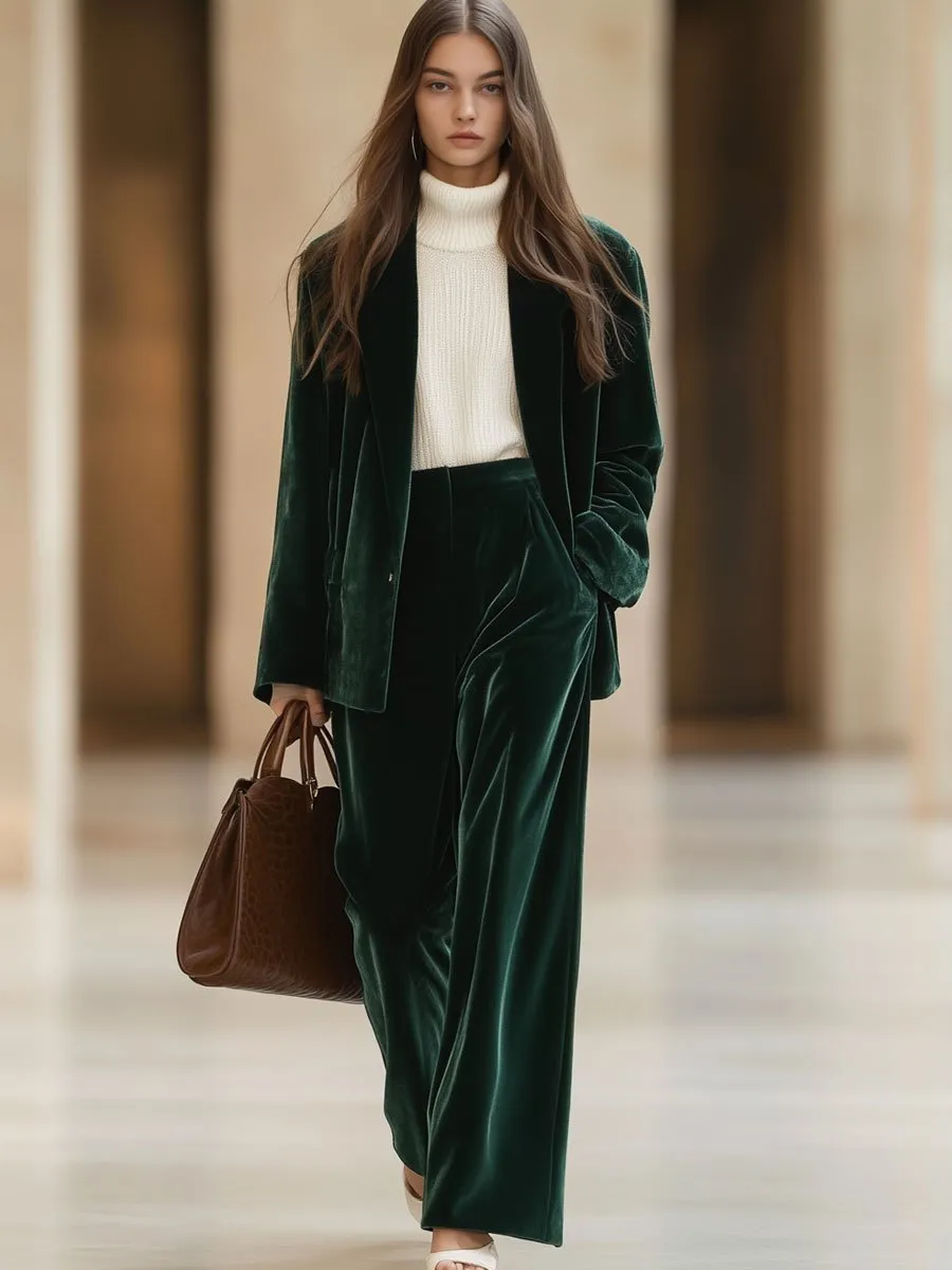 【24-hour shipping out】Casual Loose Vintage Pocket Velvet Blazer sold by Oyrosy product image thumbnail 2