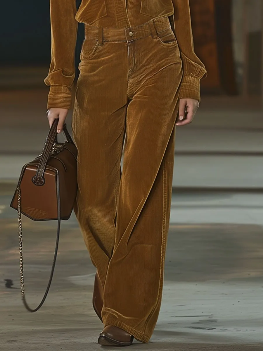 【24-hour shipping out】Casual Loose V-Neck Pocket Long Sleeve Corduroy Jumpsuit sold by Oyrosy product image thumbnail 3