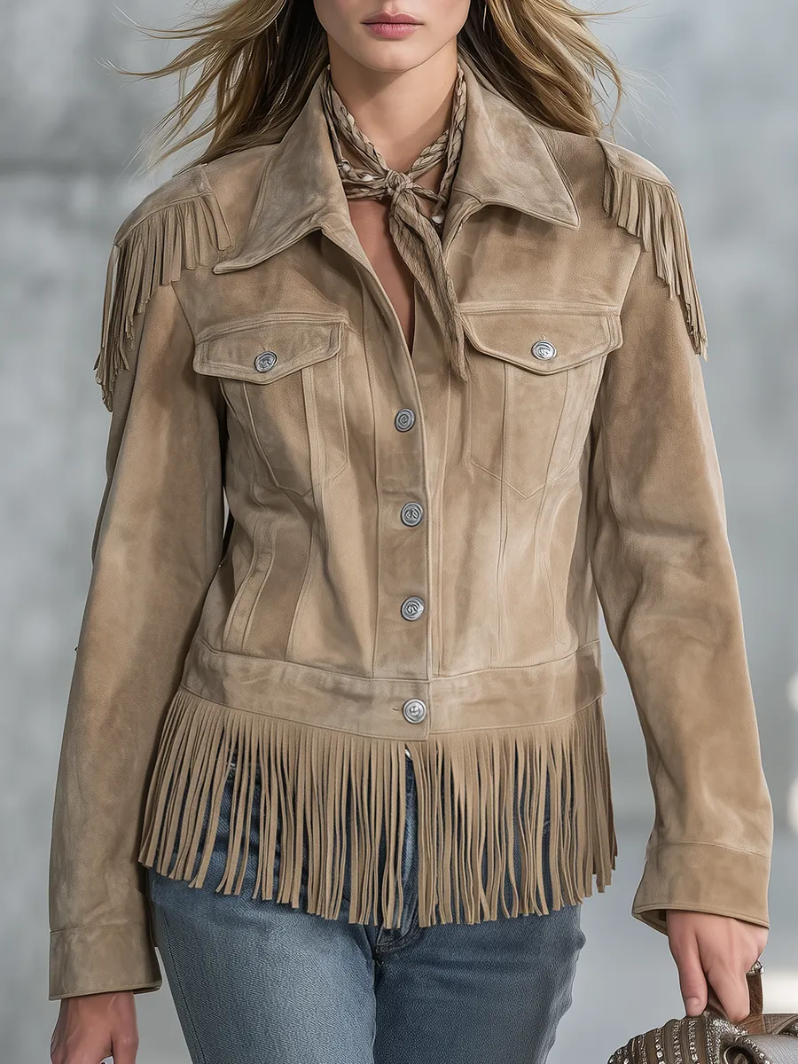 Retro Western Style Fringed Jacket sold by Oyrosy
