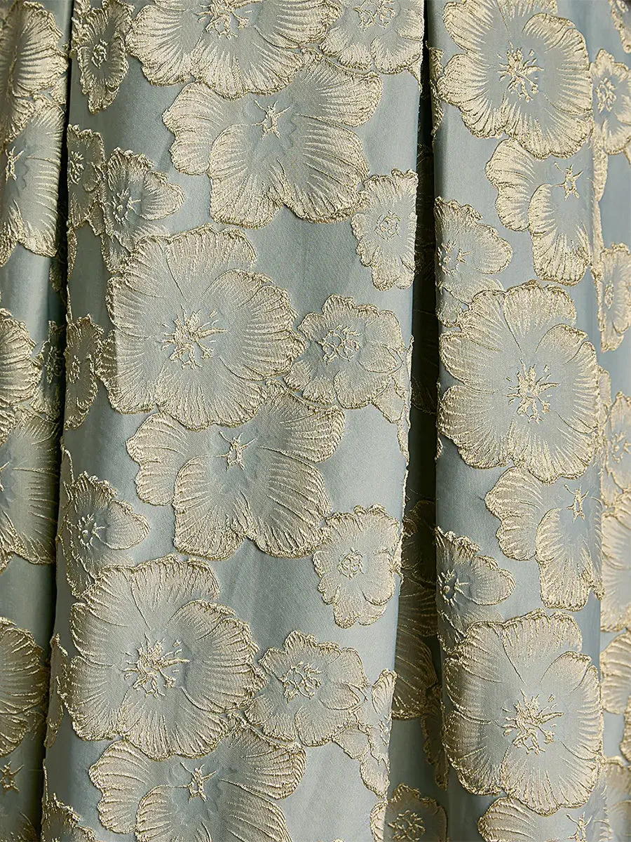 Elegant Square Neck Long-sleeved Jacquard Maxi Dress sold by Oyrosy product image thumbnail 3