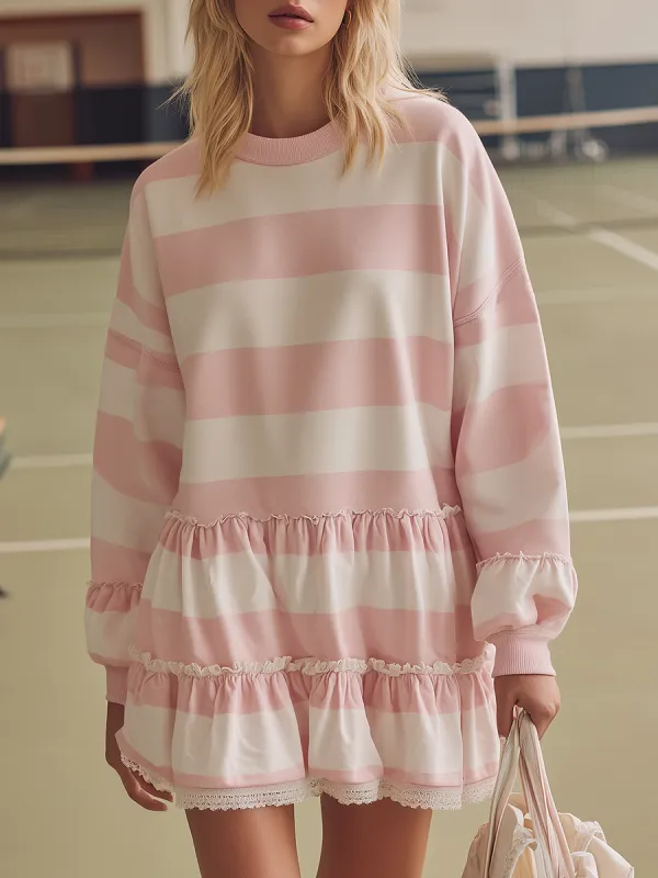 Fashionable Retro Sporty Striped Mini Dress sold by Oyrosy