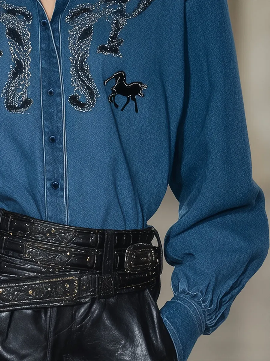 Western Cowboy Button-down With Exquisite Embroidered Pattern Shirt sold by Oyrosy product image thumbnail 4