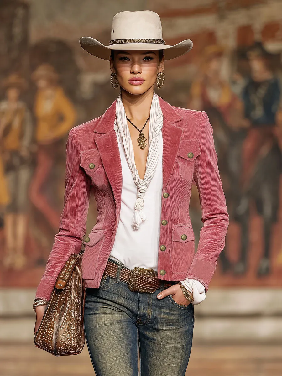 Collared Multi-pocket Single-breasted Corduroy Jacket sold by Oyrosy product image thumbnail 4