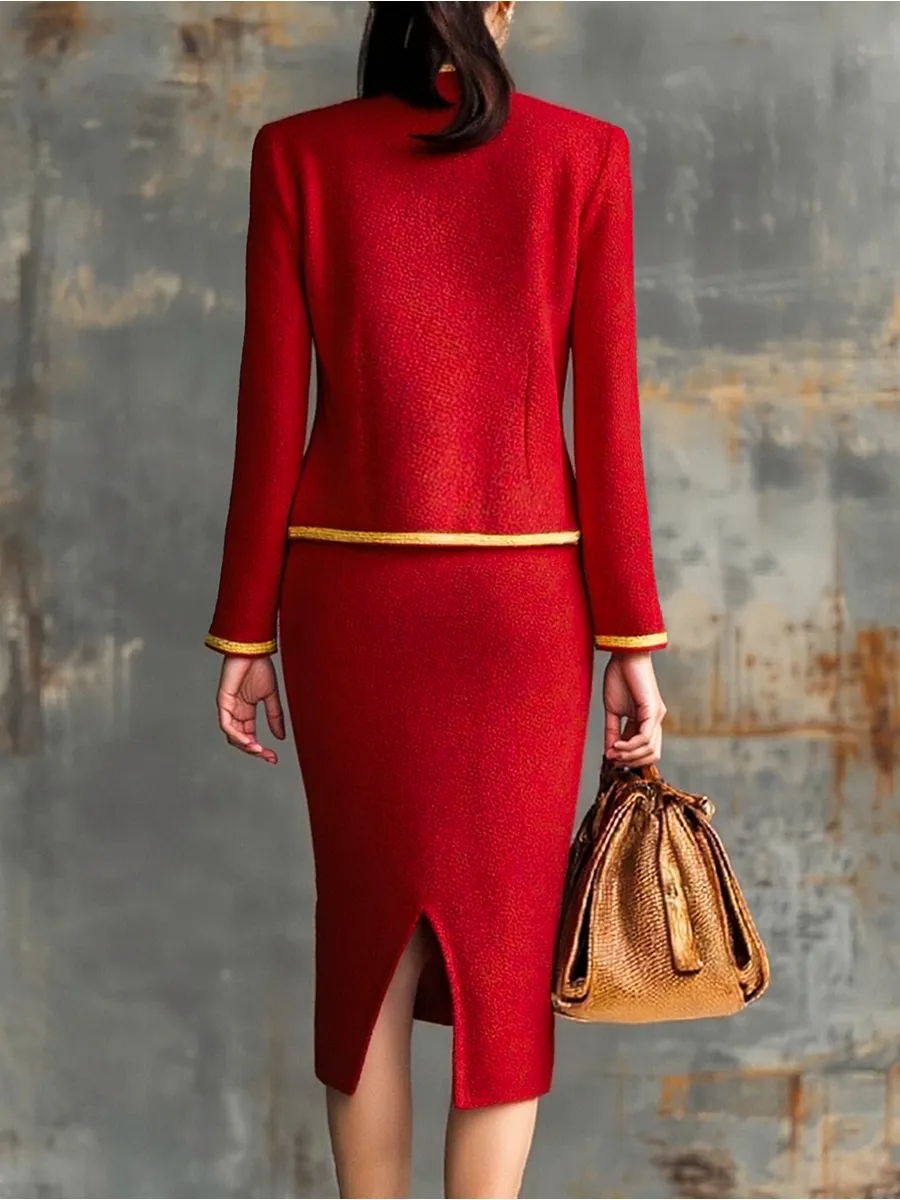 Retro Elegant Knitted Cardigan And Hip Skirt Two-piece Set sold by Oyrosy product image thumbnail 2