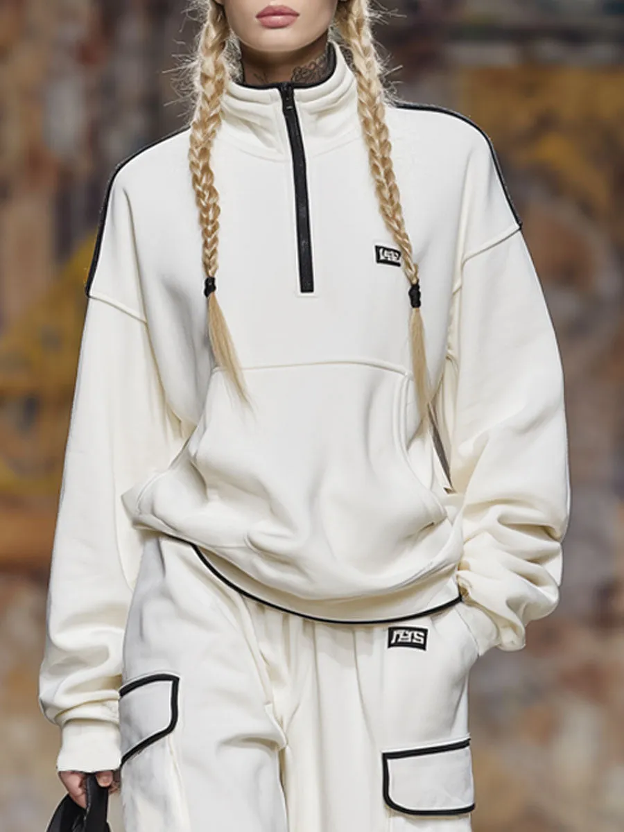 Loose-fitting Stand-up Collar Half-zip Sweatshirt And Wide-leg Pants Set sold by Oyrosy product image thumbnail 2