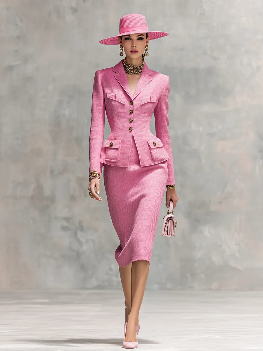 Elegant Tweed Jacket And Pencil Skirt Set sold by Oyrosy product image thumbnail 2