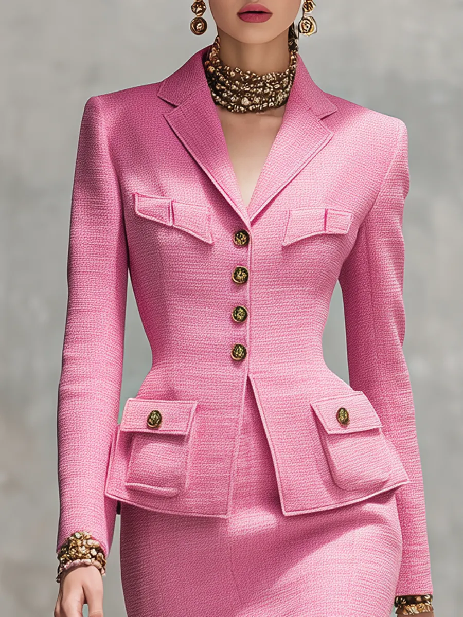 Elegant Tweed Jacket And Pencil Skirt Set sold by Oyrosy product image thumbnail 3