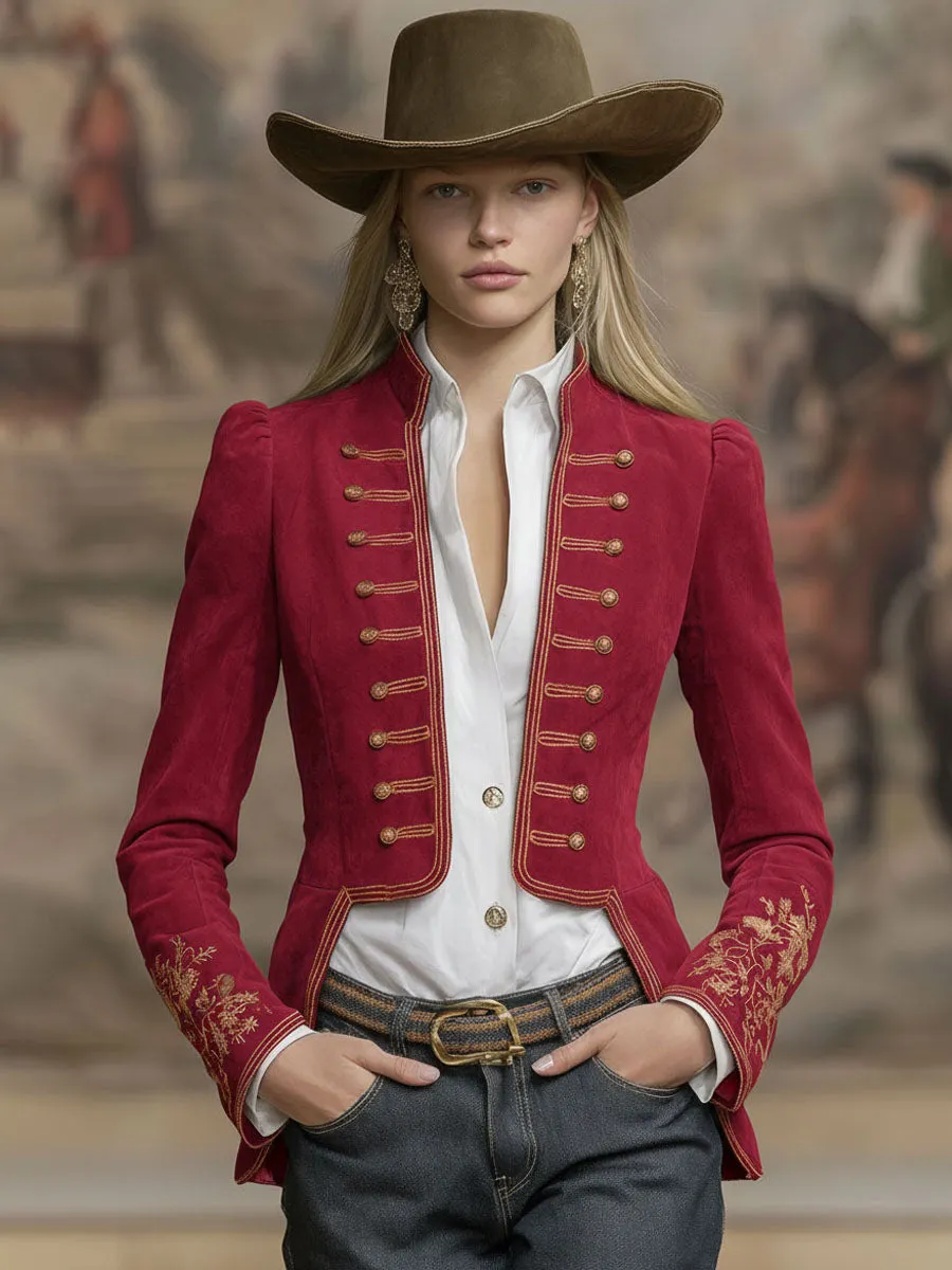 Court-style Stand-up Collar Multi-button Embroidered Jacket sold by Oyrosy product image thumbnail 4