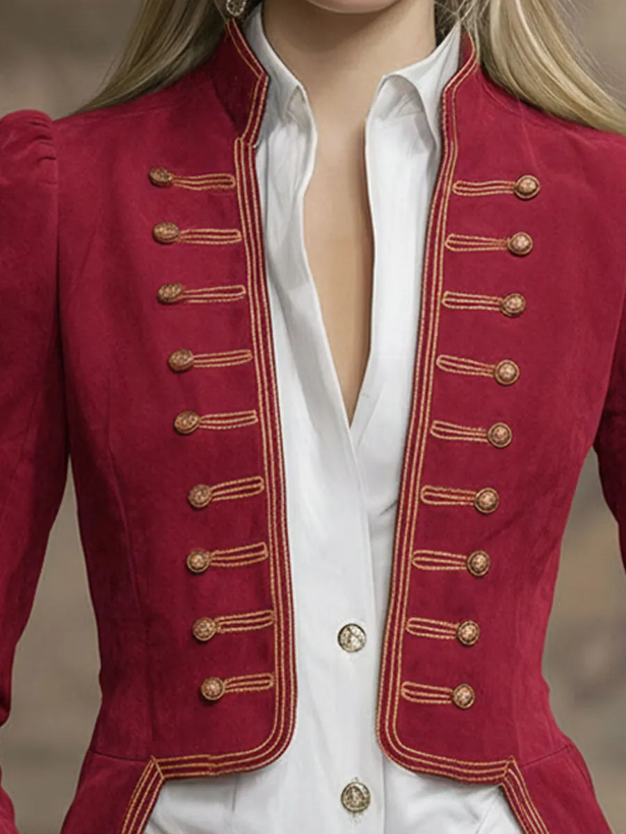 Court-style Stand-up Collar Multi-button Embroidered Jacket sold by Oyrosy product image thumbnail 2