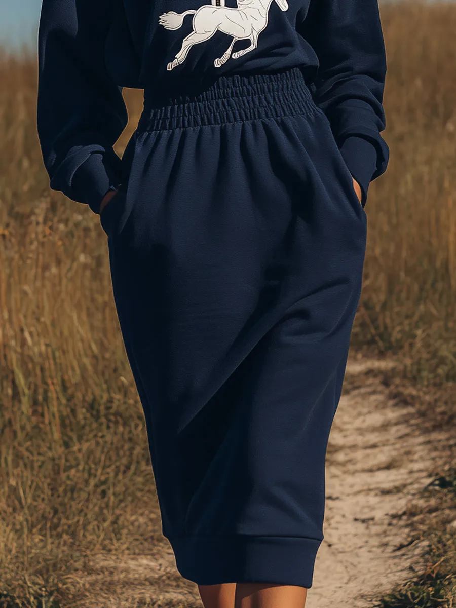 Retro Sporty Print White Collared Fitted Blue Midi Dress sold by Oyrosy product image thumbnail 4