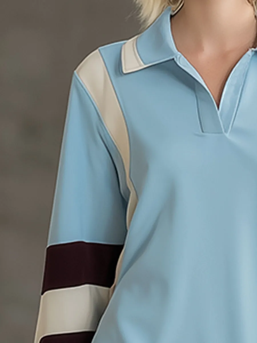 Stylish Sporty Blue Collared Mini Dress sold by Oyrosy product image thumbnail 3