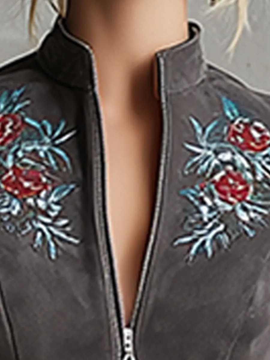 Western Retro Gray Tassel Faux Suede Embroidered Mini Dress sold by Oyrosy product image thumbnail 3