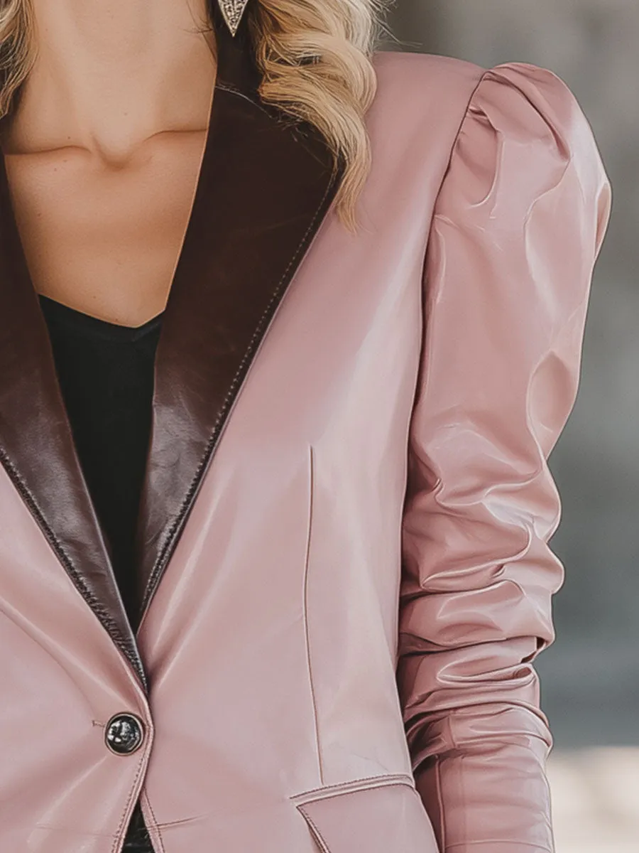 Western Retro Brown Collar Pink Jacket sold by Oyrosy product image thumbnail 3