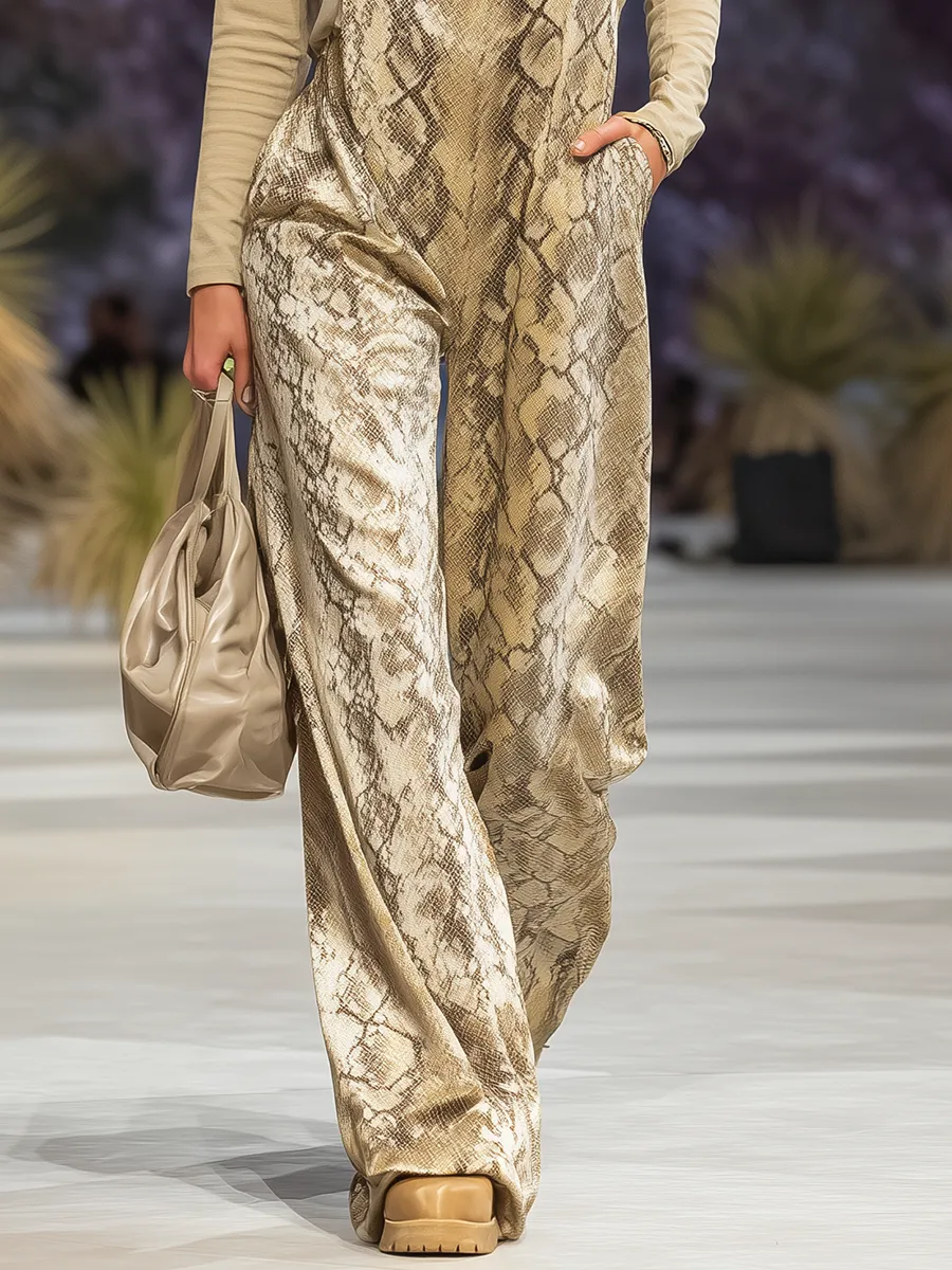 Elegant Retro Snake Print Overalls sold by Oyrosy product image thumbnail 4
