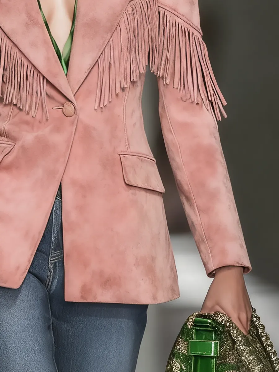 Elegant Stylish Bohemian Tassel Faux Suede Blazer sold by Oyrosy product image thumbnail 4