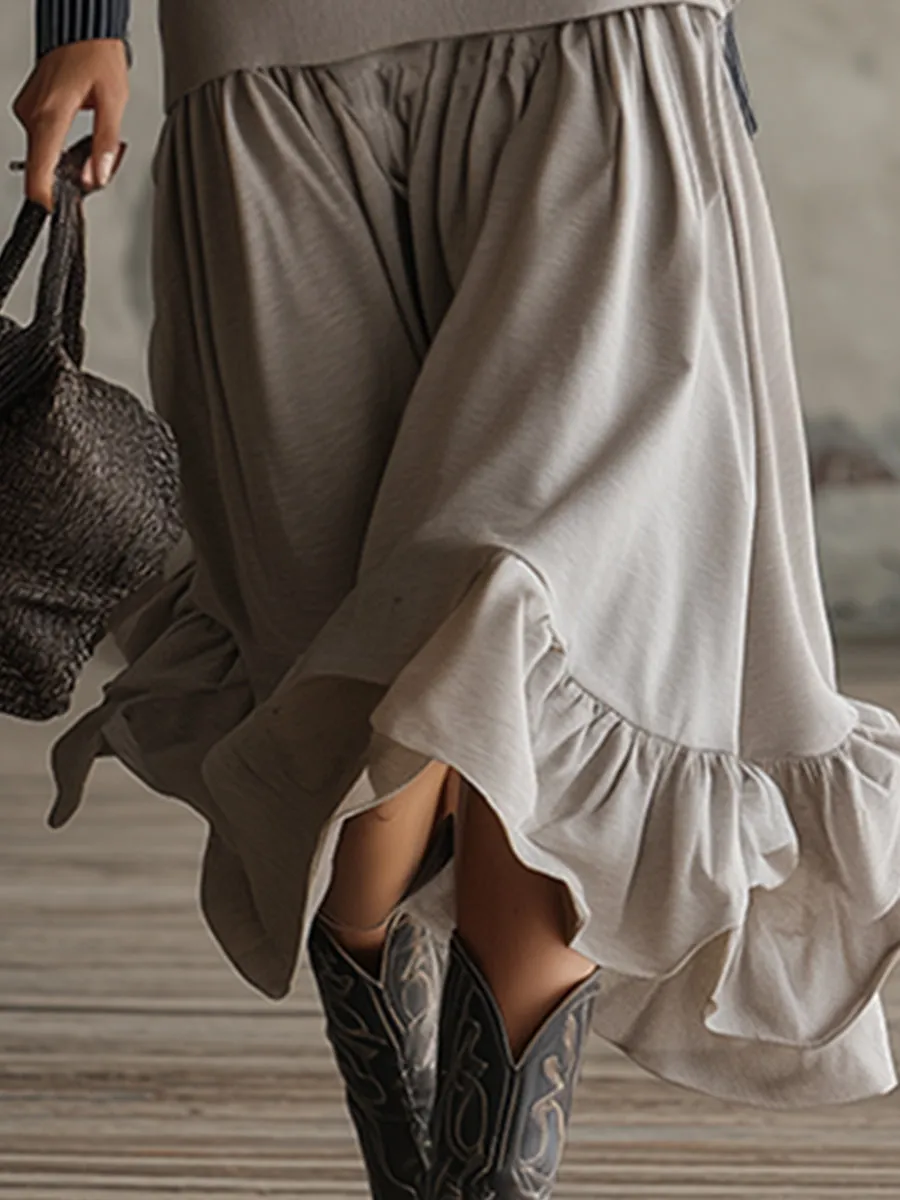 Retro Sporty Color-blocked Gray Sweatshirt Maxi Dress sold by Oyrosy product image thumbnail 4