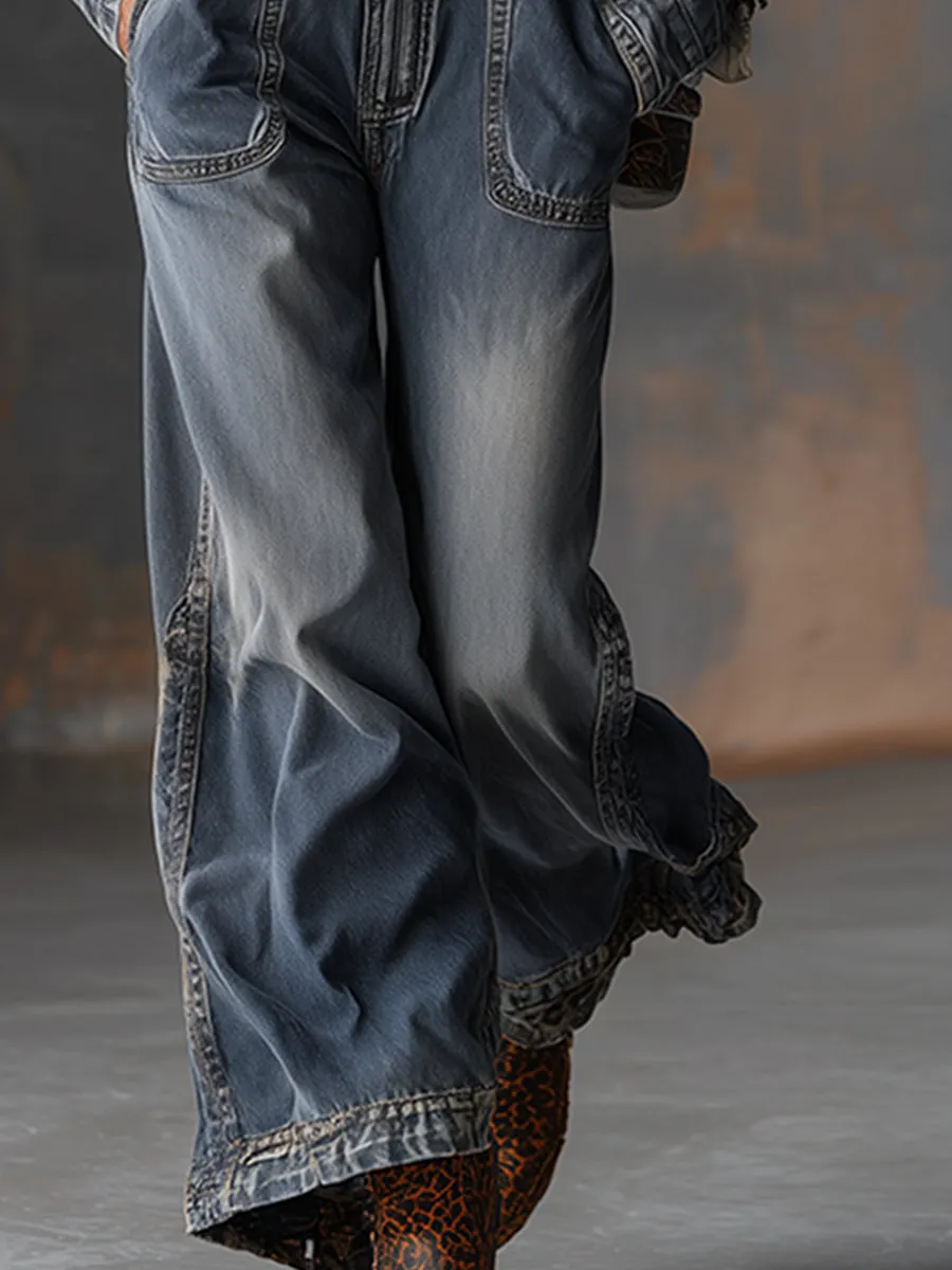 Retro Front Zipper Gray-blue Denim Hooded Jumpsuit sold by Oyrosy product image thumbnail 4