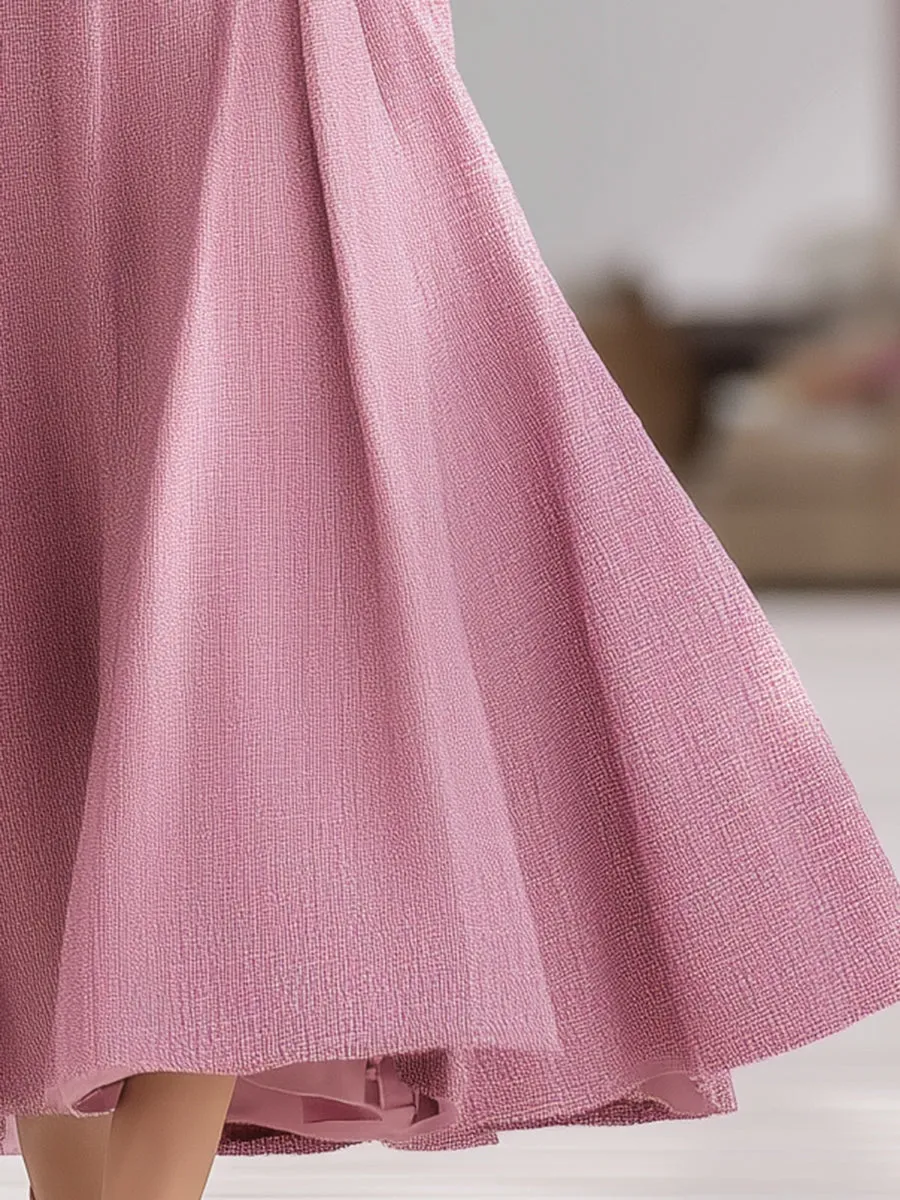 Elegant Pink Tweed Lapel Coat And Skirt Set sold by Oyrosy product image thumbnail 3