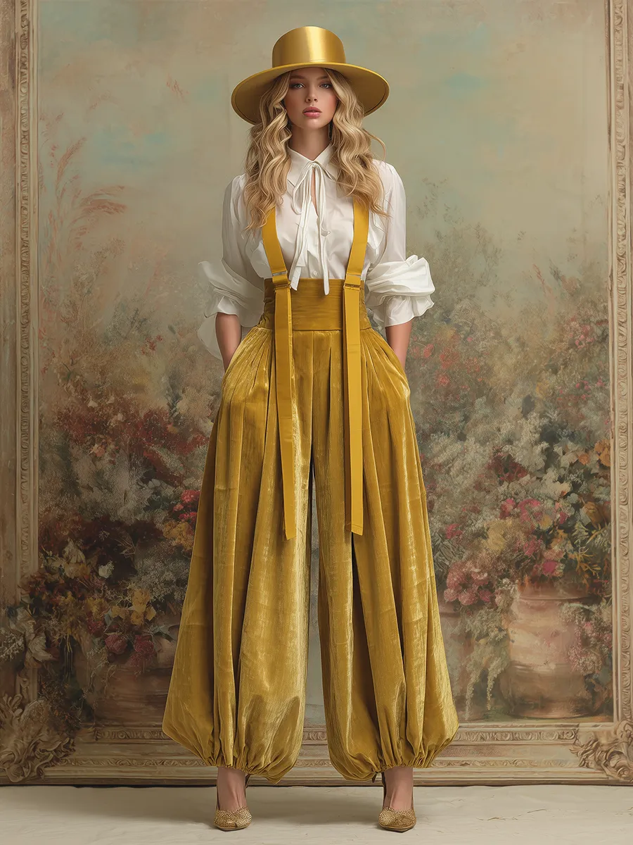 Retro-style Fashionable Elasticated Cuffs Overalls sold by Oyrosy product image thumbnail 2